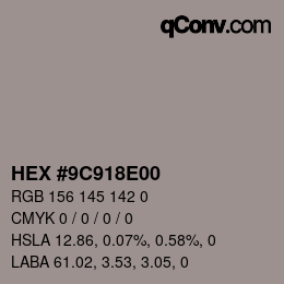 Color code: HEX #9C918E00 | qconv.com