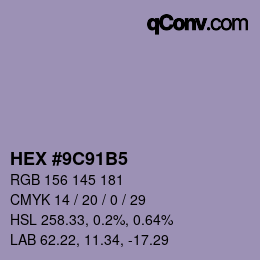 颜色代码: HEX #9C91B5 | qconv.com