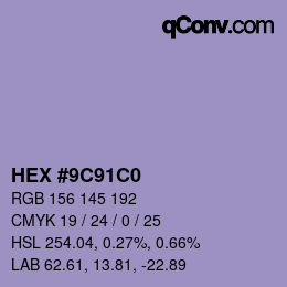 Color code: HEX #9C91C0 | qconv.com