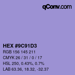 Color code: HEX #9C91D3 | qconv.com