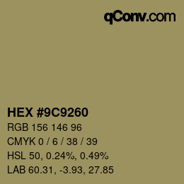 Color code: HEX #9C9260 | qconv.com