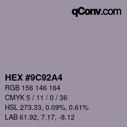 Color code: HEX #9C92A4 | qconv.com