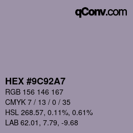 Color code: HEX #9C92A7 | qconv.com