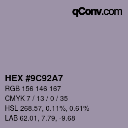 Color code: HEX #9C92A7 | qconv.com