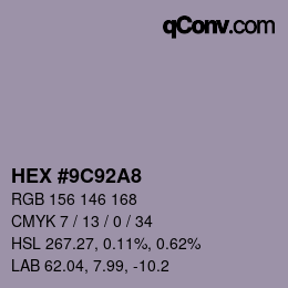 Código de color: HEX #9C92A8 | qconv.com