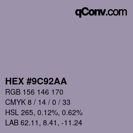 Color code: HEX #9C92AA | qconv.com