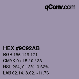 Color code: HEX #9C92AB | qconv.com