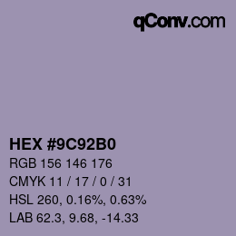 カラーコード: HEX #9C92B0 | qconv.com