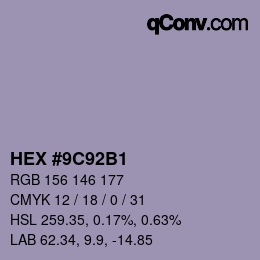 Color code: HEX #9C92B1 | qconv.com