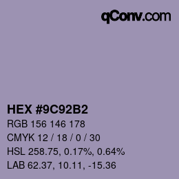 カラーコード: HEX #9C92B2 | qconv.com