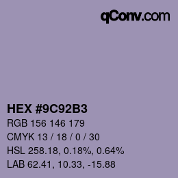 カラーコード: HEX #9C92B3 | qconv.com