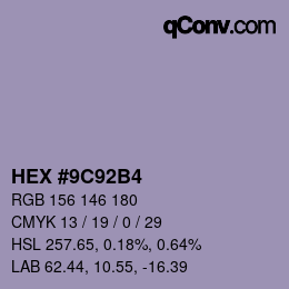 Color code: HEX #9C92B4 | qconv.com