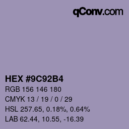 カラーコード: HEX #9C92B4 | qconv.com
