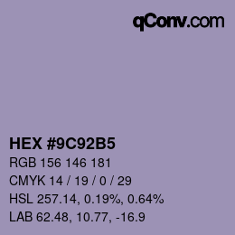 カラーコード: HEX #9C92B5 | qconv.com