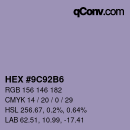 Farbcode: HEX #9C92B6 | qconv.com