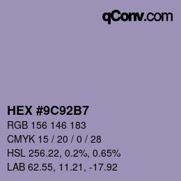 Color code: HEX #9C92B7 | qconv.com