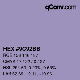 Color code: HEX #9C92BB | qconv.com