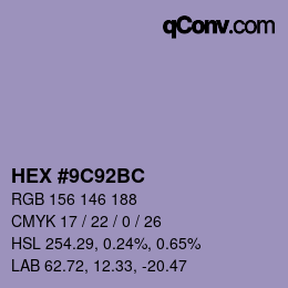 Color code: HEX #9C92BC | qconv.com