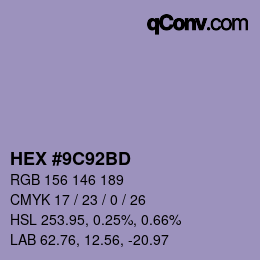 カラーコード: HEX #9C92BD | qconv.com