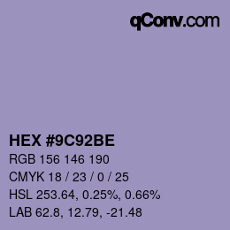 Farbcode: HEX #9C92BE | qconv.com
