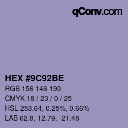 Color code: HEX #9C92BE | qconv.com