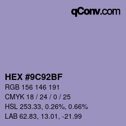 Color code: HEX #9C92BF | qconv.com