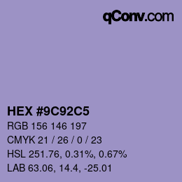 カラーコード: HEX #9C92C5 | qconv.com