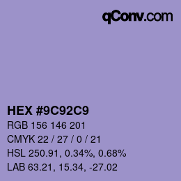 カラーコード: HEX #9C92C9 | qconv.com