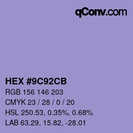 Color code: HEX #9C92CB | qconv.com