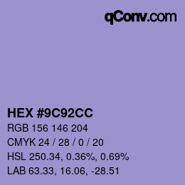 Color code: HEX #9C92CC | qconv.com