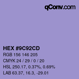 カラーコード: HEX #9C92CD | qconv.com