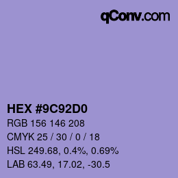 カラーコード: HEX #9C92D0 | qconv.com