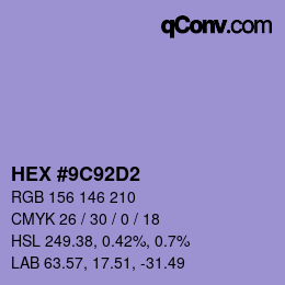 Color code: HEX #9C92D2 | qconv.com