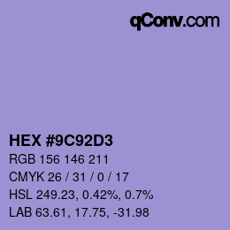 Color code: HEX #9C92D3 | qconv.com