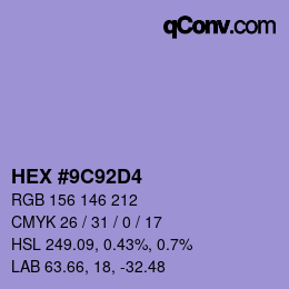 カラーコード: HEX #9C92D4 | qconv.com