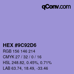 カラーコード: HEX #9C92D6 | qconv.com