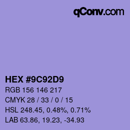 Color code: HEX #9C92D9 | qconv.com