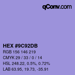カラーコード: HEX #9C92DB | qconv.com
