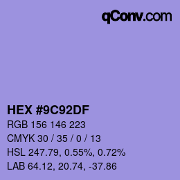 カラーコード: HEX #9C92DF | qconv.com