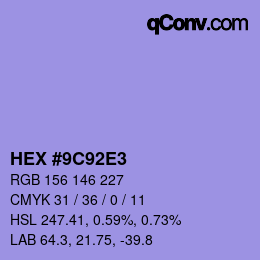 Color code: HEX #9C92E3 | qconv.com