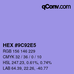 カラーコード: HEX #9C92E5 | qconv.com