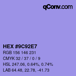 Farbcode: HEX #9C92E7 | qconv.com