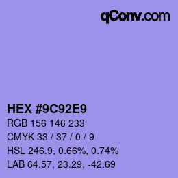 カラーコード: HEX #9C92E9 | qconv.com