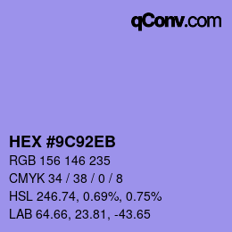 カラーコード: HEX #9C92EB | qconv.com