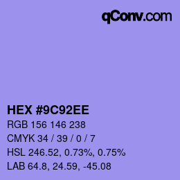 カラーコード: HEX #9C92EE | qconv.com