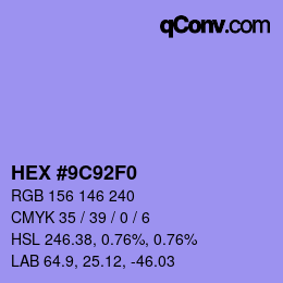 Color code: HEX #9C92F0 | qconv.com