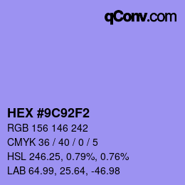 カラーコード: HEX #9C92F2 | qconv.com