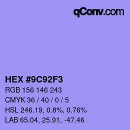 カラーコード: HEX #9C92F3 | qconv.com