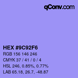 Color code: HEX #9C92F6 | qconv.com