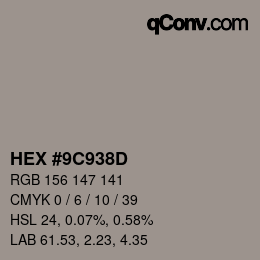 Color code: HEX #9C938D | qconv.com